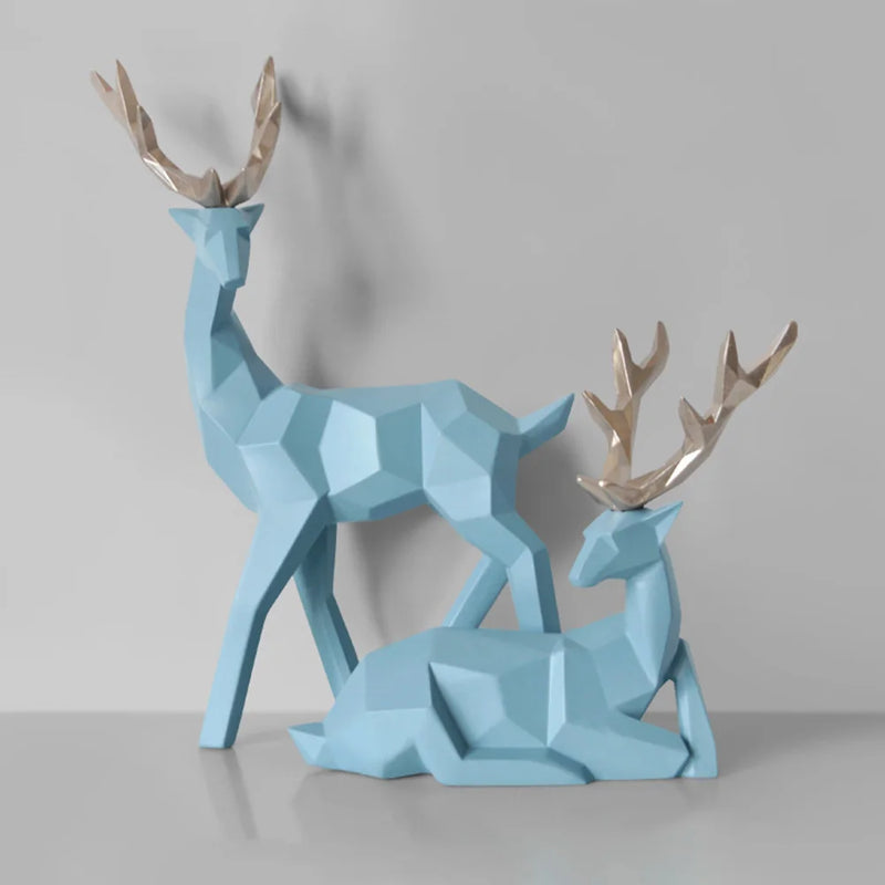 Geometric Couple Deer Home Living Rome Sculpture