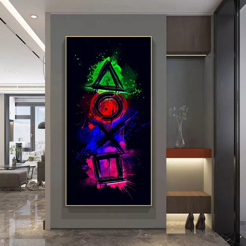 Modern Abstract Gaming Neon Canvas Paintings